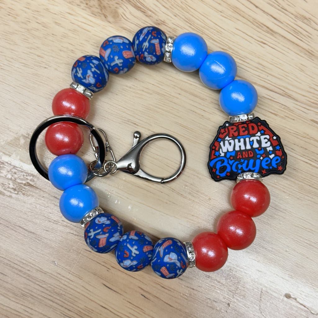 Red White & Boujee Keychain Wristlet