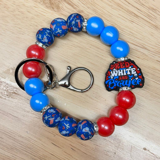 Red White & Boujee Keychain Wristlet